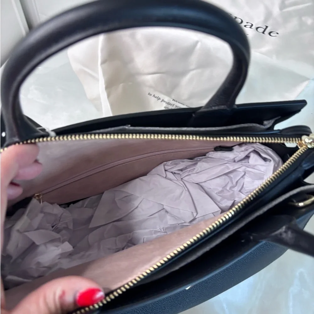 kate spade new york Deco Pebbled Leather Medium Satchel Black